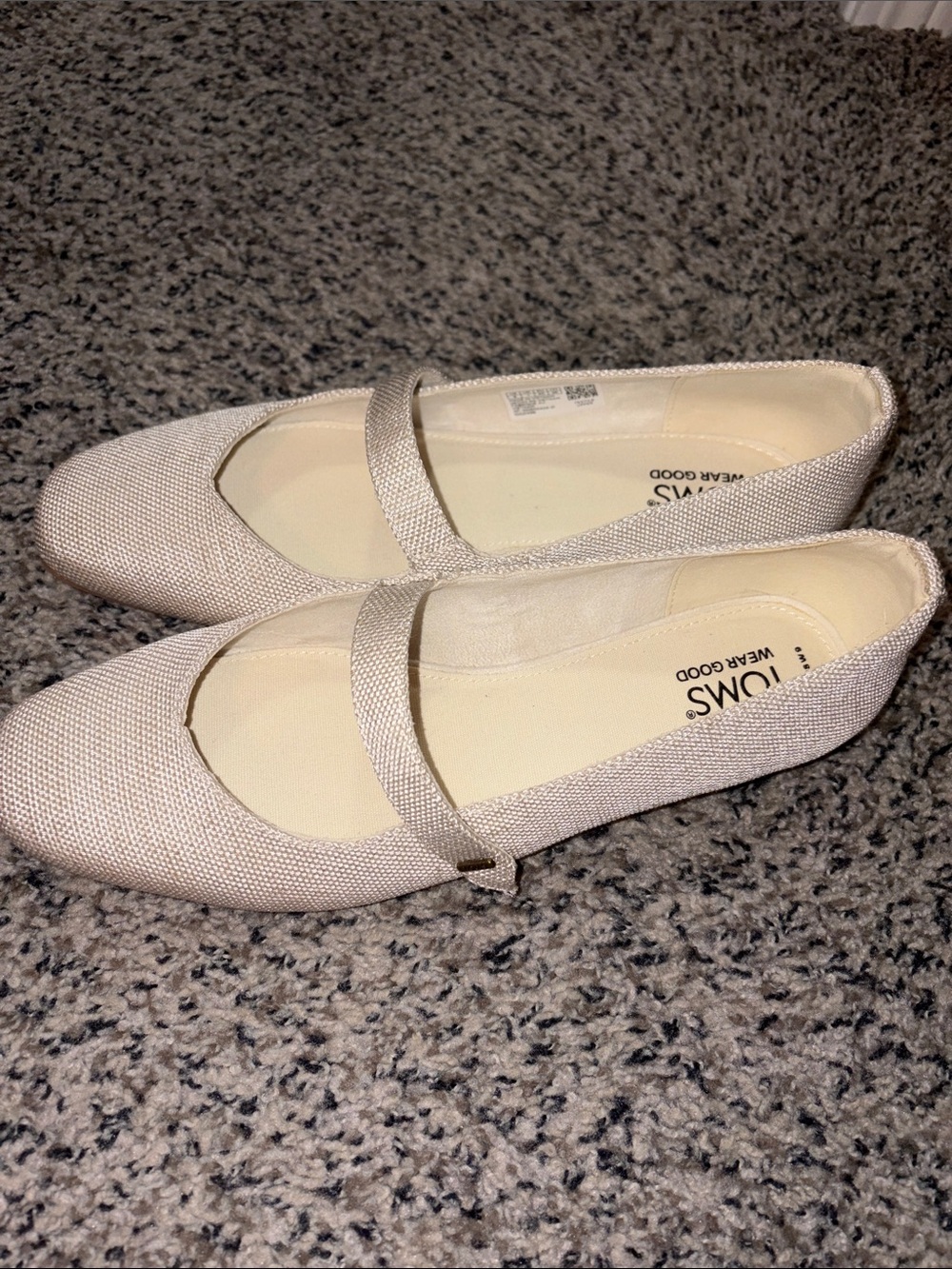 TOMS Women's Cream Mary Jane Flats with Strap